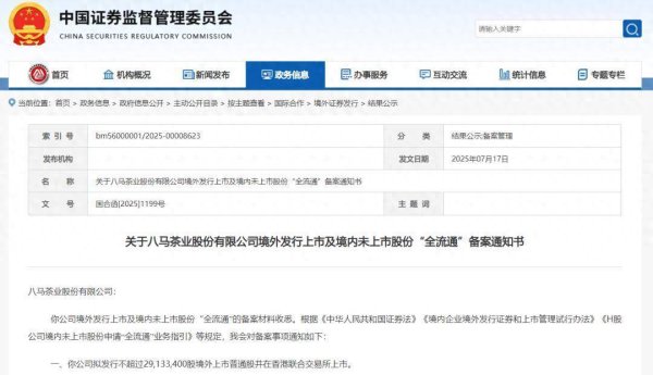 实盘配资网网站下载版 八马茶业，赴港上市获放行