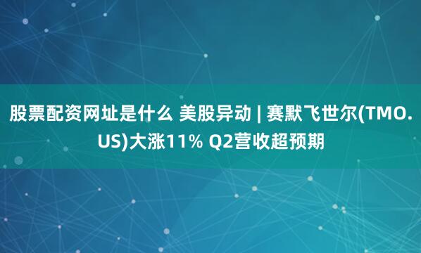 股票配资网址是什么 美股异动 | 赛默飞世尔(TMO.US)大涨11% Q2营收超预期